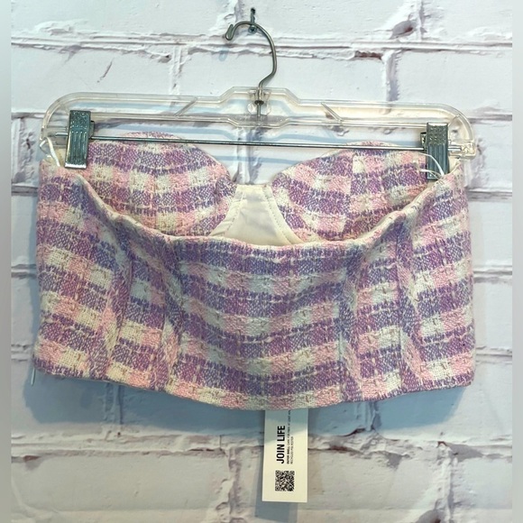 Zara Tweed pastel colors Wired Bustier Crop Top - NWT - Size Medium - Picture 3 of 4